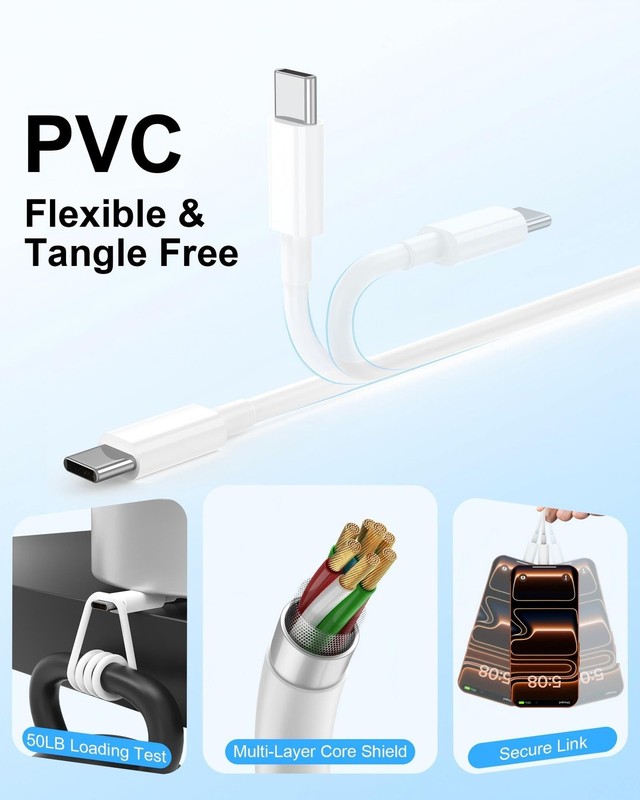3FT USB to USB Cable for iPhone 17 16 15 Charger Cord, PD 60W to Cable Fast C... gallery