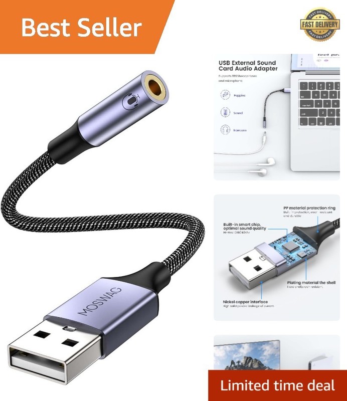 Portable USB Audio Adapter 20cm with Superior Sound Quality & Compatibility