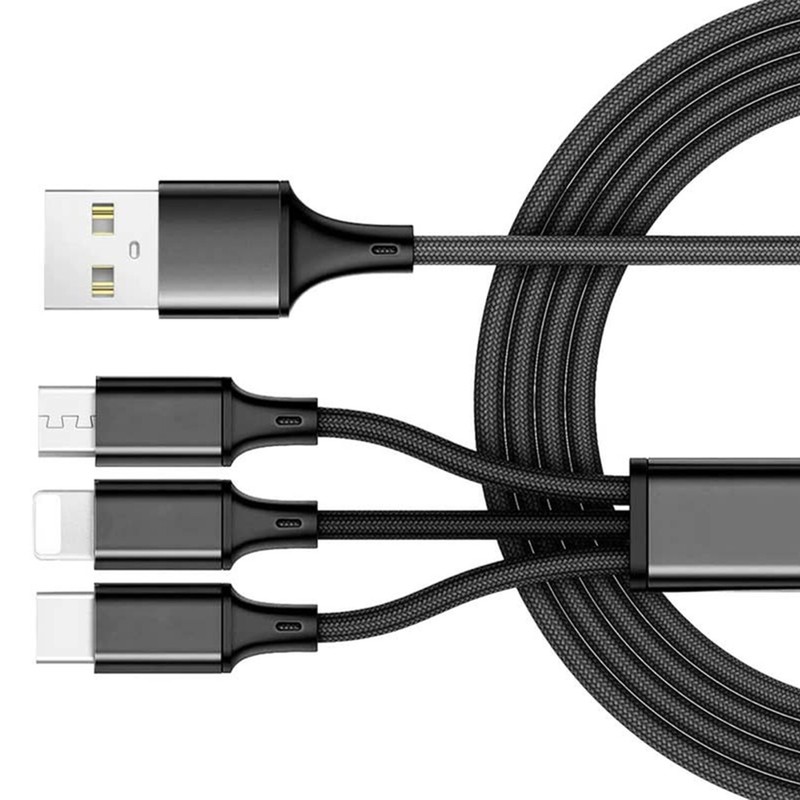 For Galaxy A23/A24/A25 Power Cord 3-in-1 USB Cable Charging Wire USB-C Sync