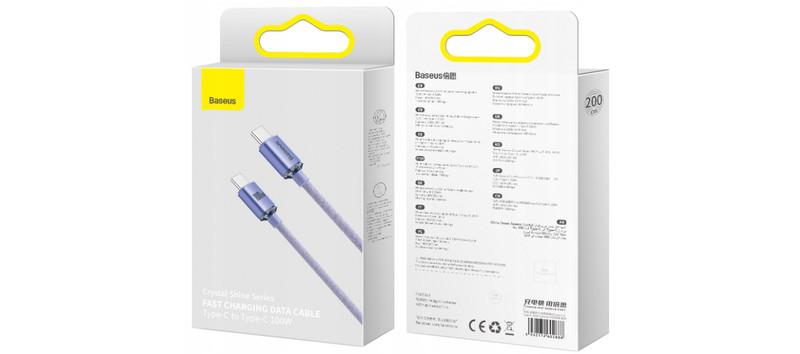 Baseus USB Type-C to USB Type-C Cable 2-meter Fast Charge 3.0 100W (5A/20V) gallery