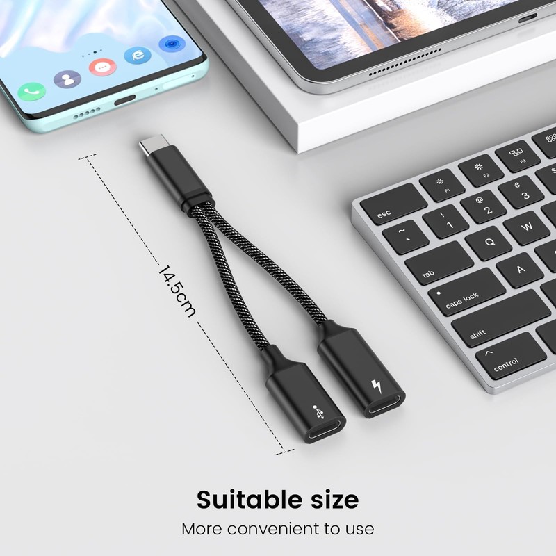 60W USB C Splitter Cable, 2in1 USBC Male to Dual USBC Female, Charge While Us... gallery