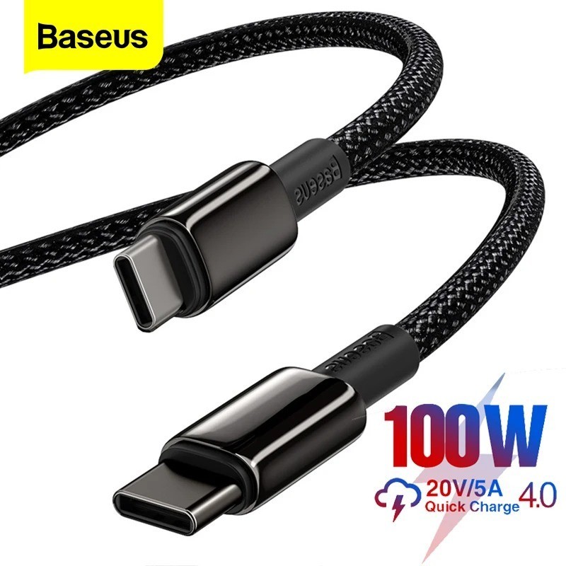 Baseus USB-C to USB-C Cable 100W PD Fast Charging QC4.0 Data Cord Braided Black