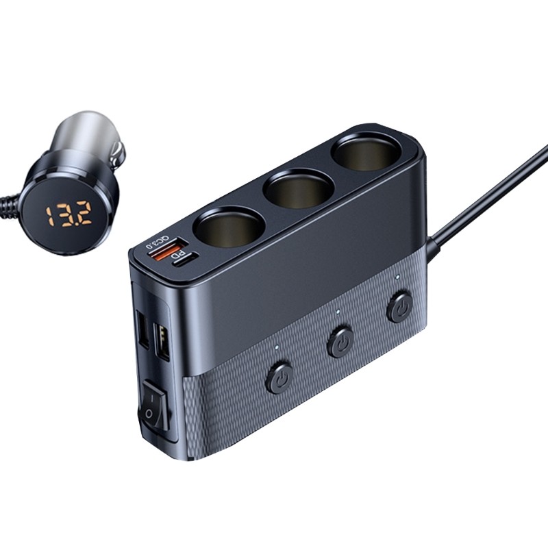 Car Fast Charging USB Socket Splitter Power Socket ChargerAdapter One For Three