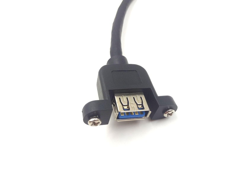 Panel Mount USB 3.0 Extension Cable 90 Degree Right Angle Adapter 1FT 30cm gallery