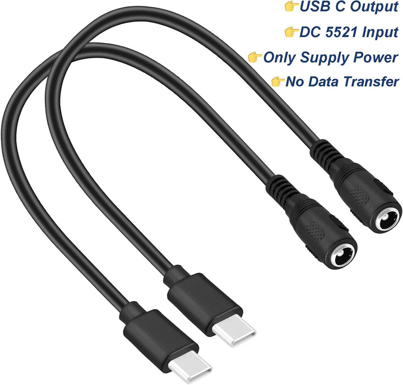 2 Pack 0.3M USB Type C USB-C Male to DC 5.5X2.1Mm Female Power Jack Extension Ch gallery