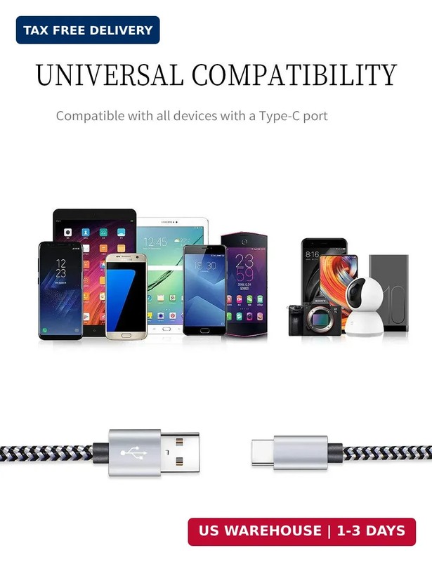 Teeind USB Type C Cable Fast Charging, Tpc001 5 Pack(6Ft 3A) Braided C Charger C gallery