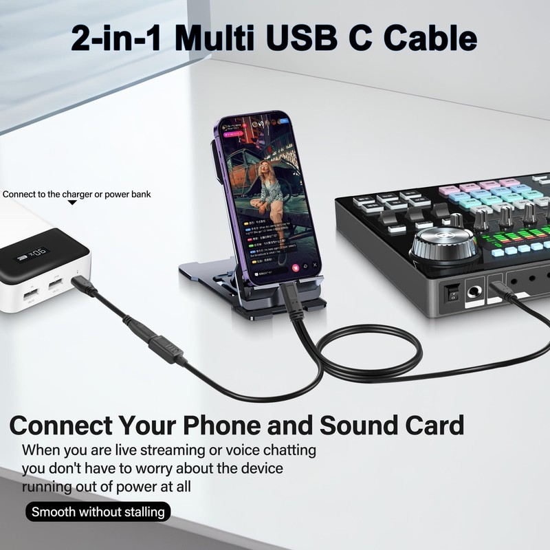Charger Adapter Cable USB OTG Sound Card Adapter Cable 2 in 1 USB Audio Y Spl... gallery