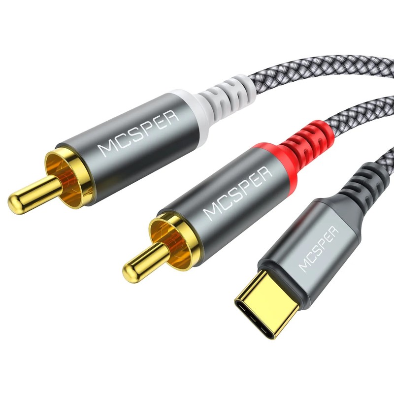 USB C to 2 RCA Audio Cable, 6.6 Ft TypeC to RCA Male to Male Y RCA Splitter, ...