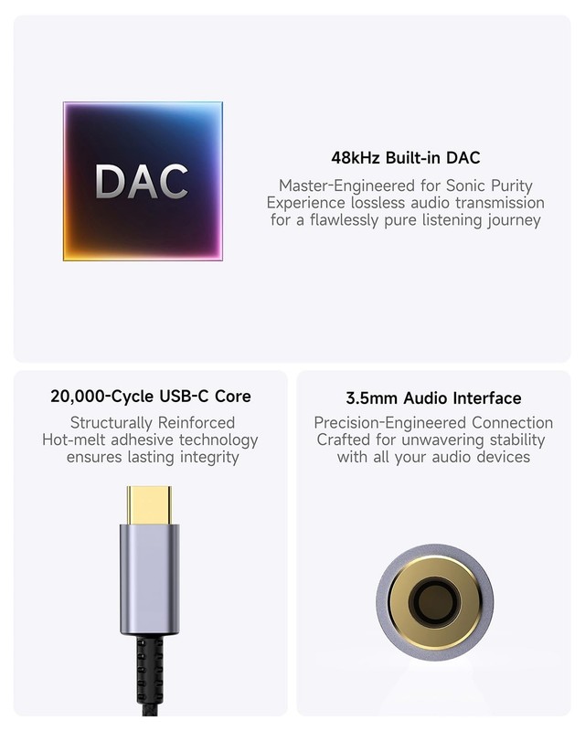 USB C to 3.5mm Headphone Jack Adapter 2 Pack HiFi Audio Dongle Type C to Aux gallery