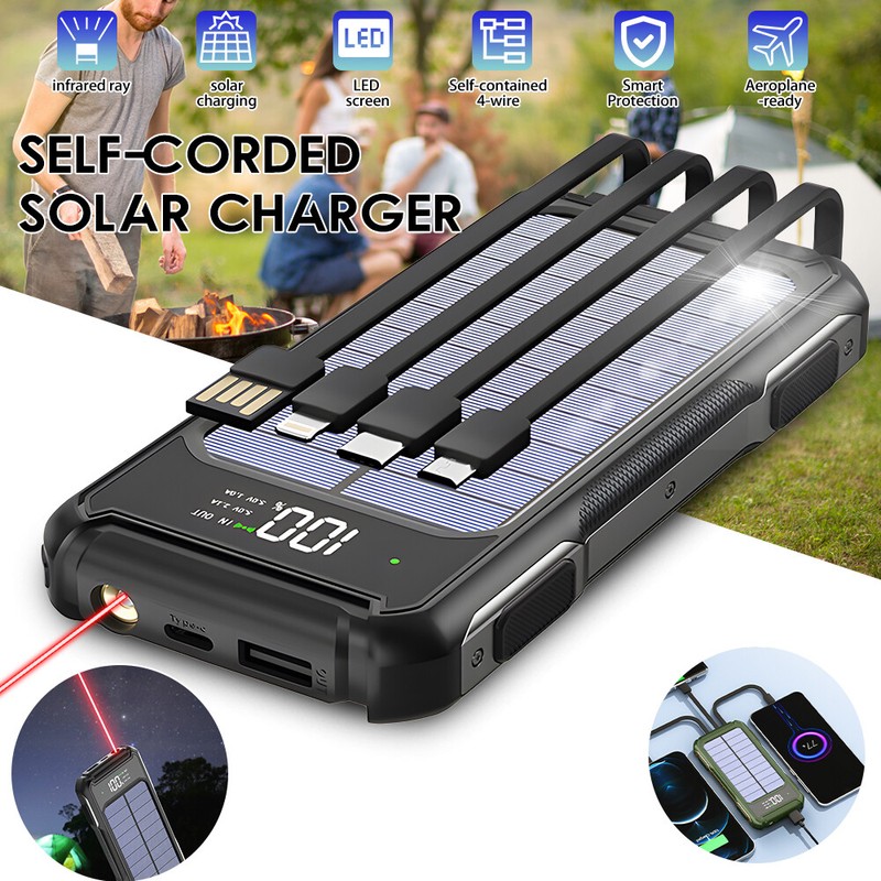 2026 Super 30000mAh USB Portable Charger Power Bank With 4 Cables for Cell Phone
