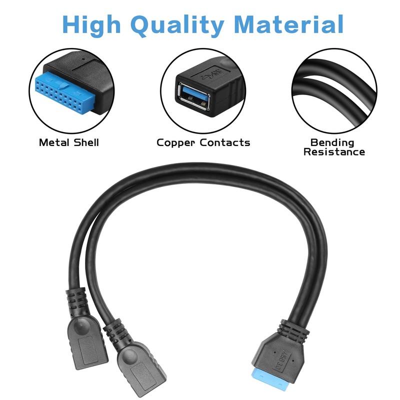 Dual USB 3.0 to Motherboard 19/20pin Y Splitter Cable USB 3.0 A Female to 20 ... gallery