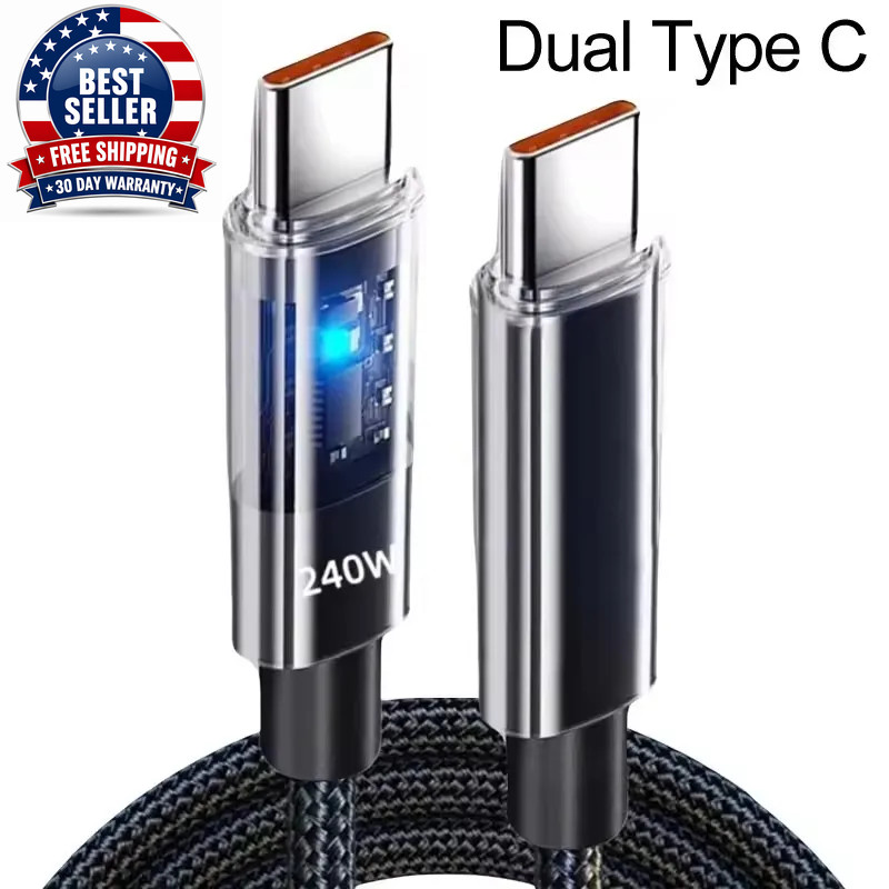 240W Dual Charging Line Type-C USB C to Type C Cable Fast Charging Nylon Braided gallery
