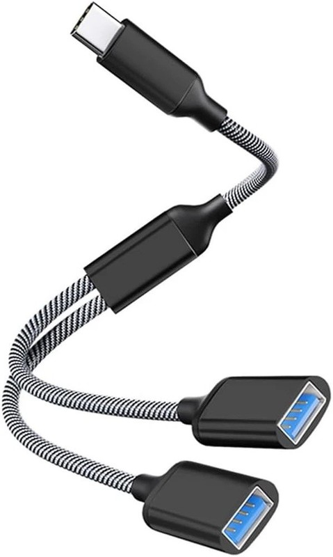 USB C Male to Dual Female Adapter, Splitter, Type C OTG Black