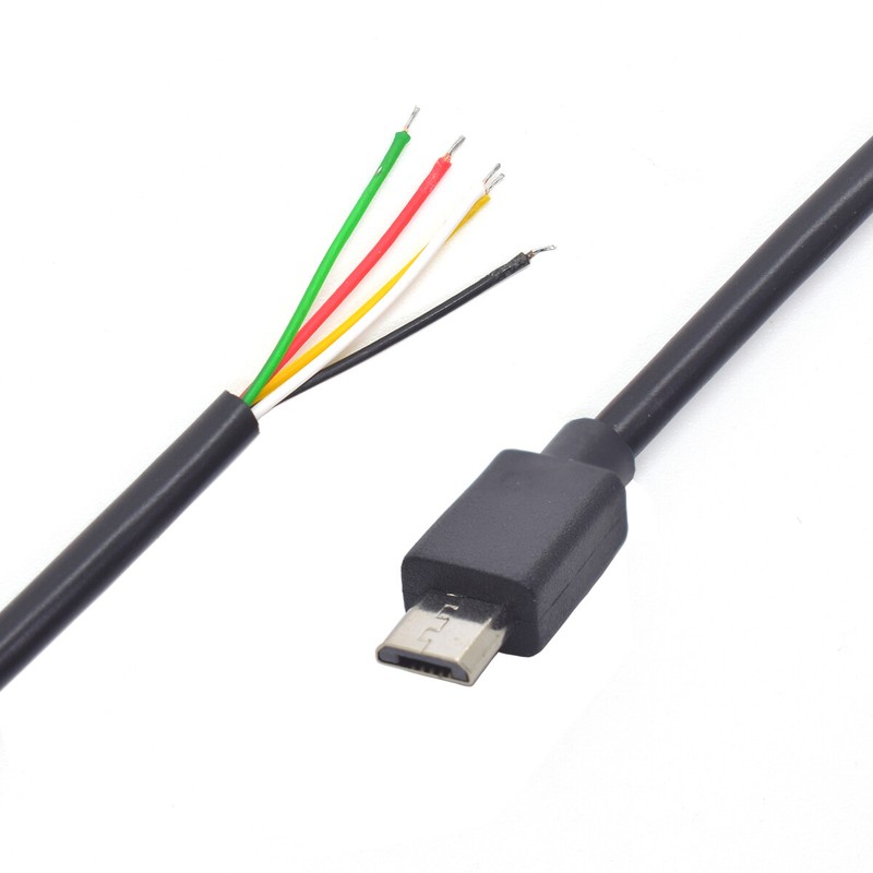 1x 1.2M/4FT Micro USB 5-Pin Male Pigtail w/ 5 Bare Wires for Phone Repair DIY gallery