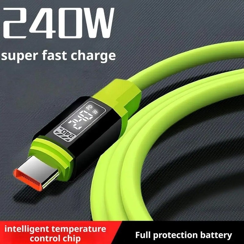 Ultra-Fast 240W Type-C Charging Cable, 2M, Soft Non-stick Silicone Material gallery