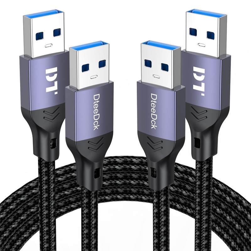 2 PCS 6 FT USB A To USB A Cable 3.0 Male 5Gbps Data Transfer 15W Fast Charge