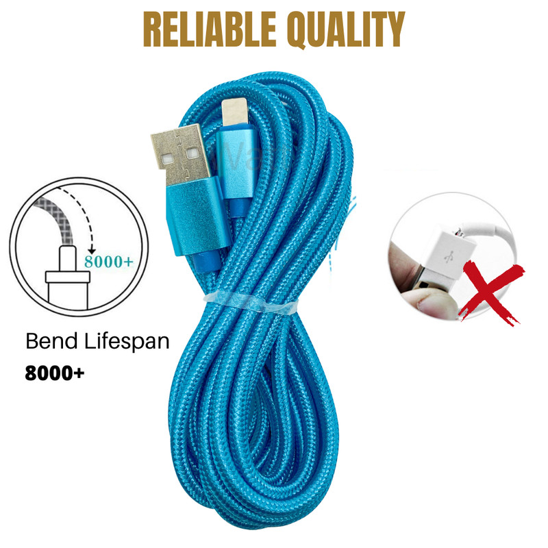 10Ft Long USB Fast Charger Cable For iPhone 14 13 12 11 8 Braided Charging Cord gallery
