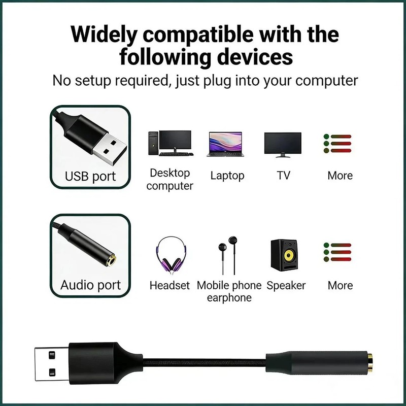 New USB Type A To 3.5mm AUX Female Audio Headphone Jack Cable Adapter gallery