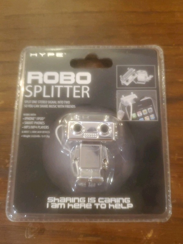 Hype ROBO Splitter, Dual 3.5mm Audio Jacks- Splitter Silver NEW