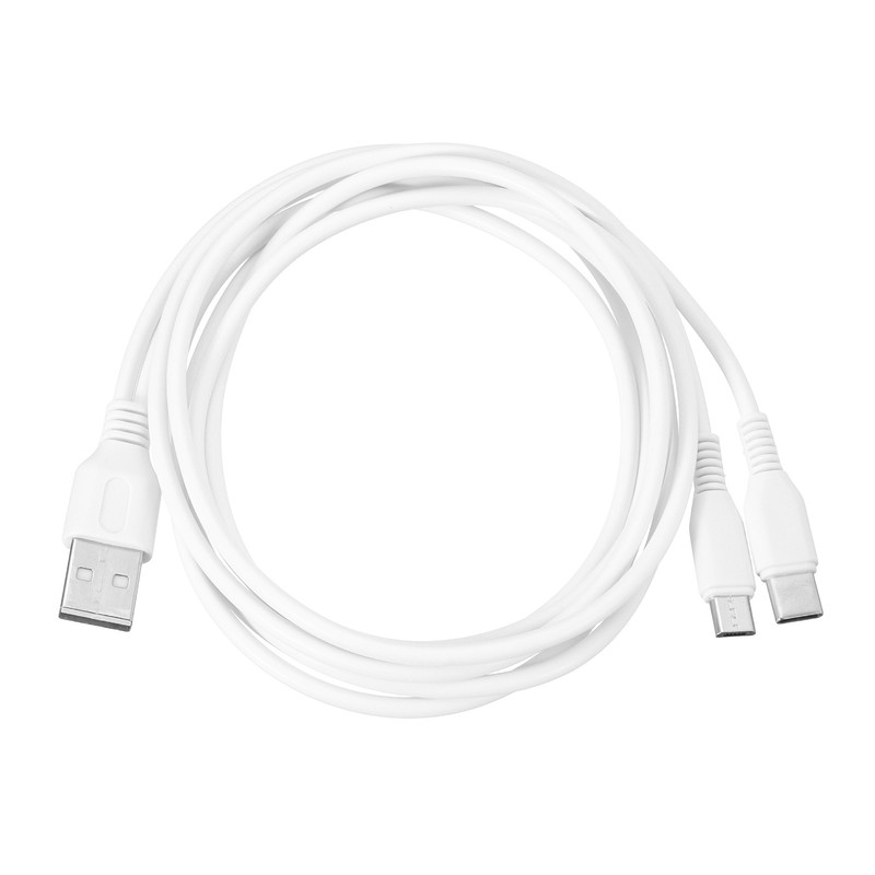 Multi USB A to Micro USB and USB Type C 2 in 1 Splitter 40 Inch White