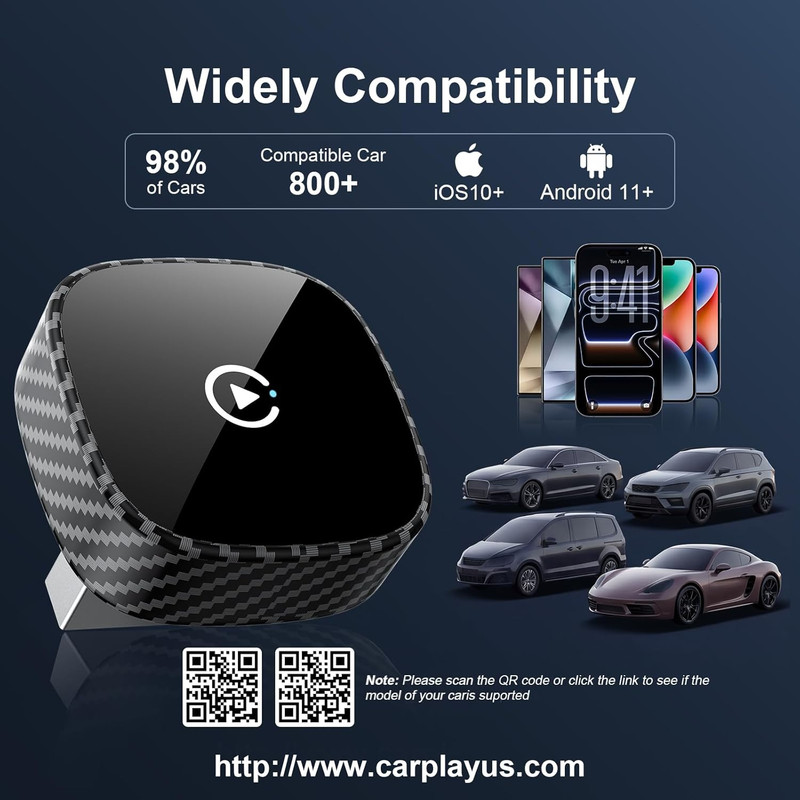 Wireless Carplay Adapter for Apple Iphone & Android Auto 2026 Upgrade - Bluetoot gallery