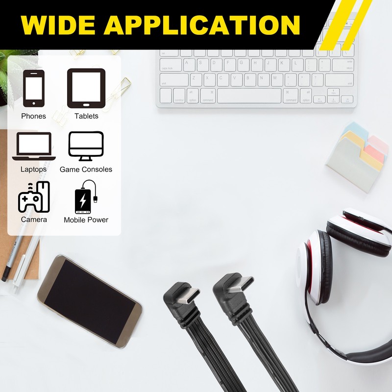 2 Pcs Flat USB-C Extension Cable 2 Inch 90 Degree Male to Male Adapter gallery
