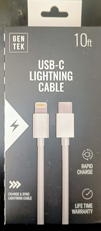 GENTEK 10FT. USB-C CABLE WHITE RAPID CHARGE AND SYNC WITH SPEED