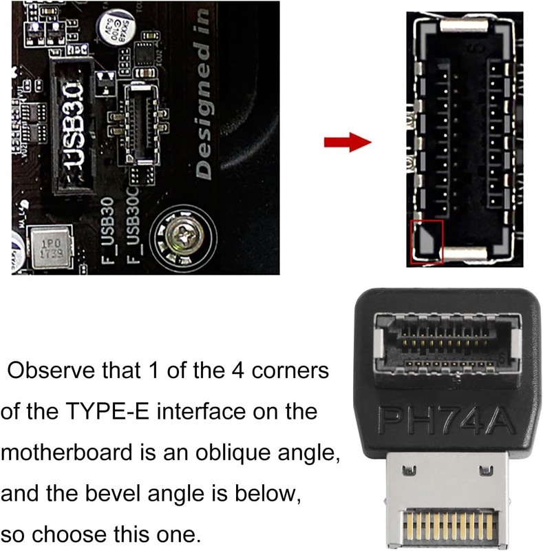 90-Degree Right Angle USB 3.1 Type-E Motherboard Header Adapter with Shell gallery