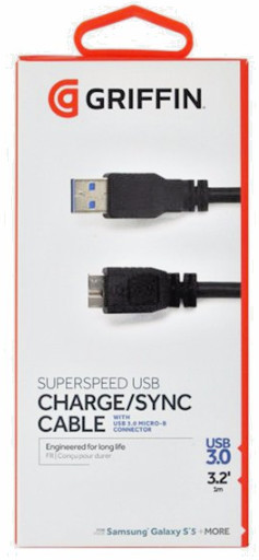 Griffin USB 3.0 Micro-B Charge/Sync Cable for Samsung Galaxy Note 3 / S5 – Black
