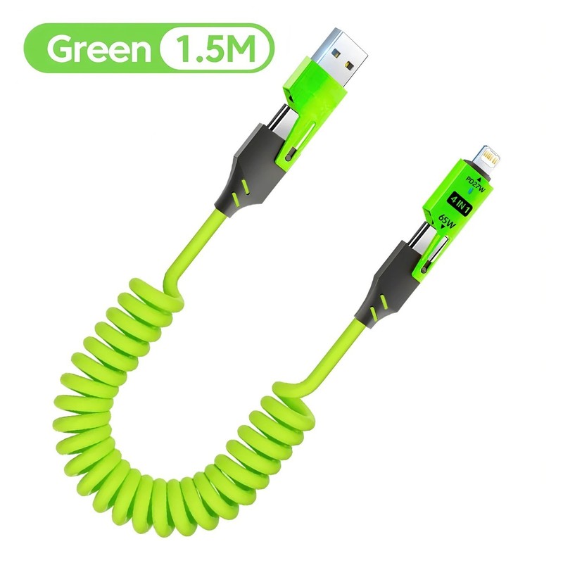 Data Cable 65W Metal 4-in-1 Spring Fast Charge 1.5m 4.9ft gallery