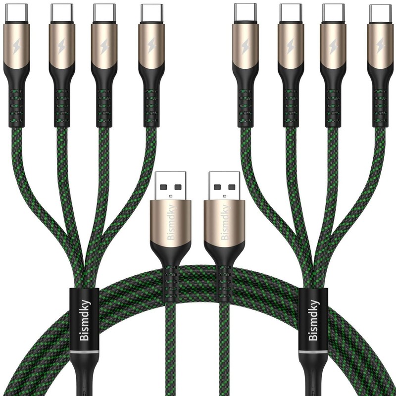 2Pack 4FT Multi Charging Cable ，USB C Splitter Cable，4 in 1 Fast Charging QC3.0