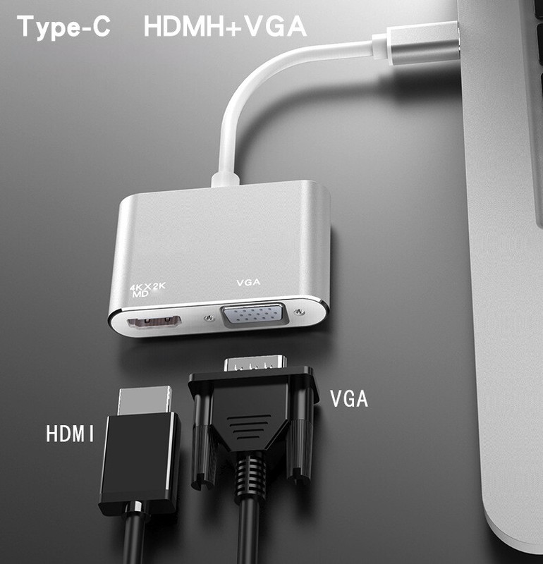 Type C to HDMI USB 3.0 VGA RJ45 Adapter Hub Converter for Laptop PC Phone to TV gallery