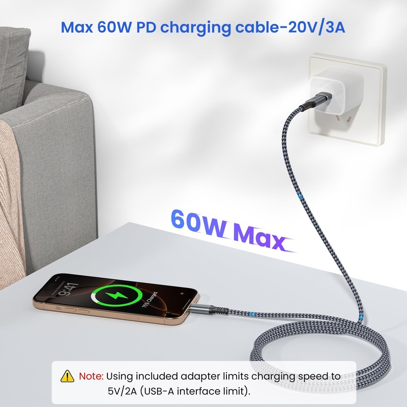Elebase for New iPhone 17 Air Pro Max Charging Cord 10FT,Long USB C to C 60W ... gallery