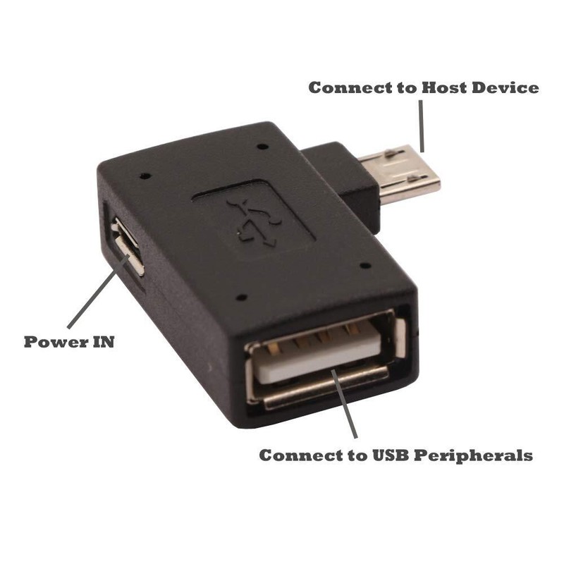 2 Pack 2-In-1 Powered Micro USB to USB OTG Adapter 90 Degree for Fire Stick gallery