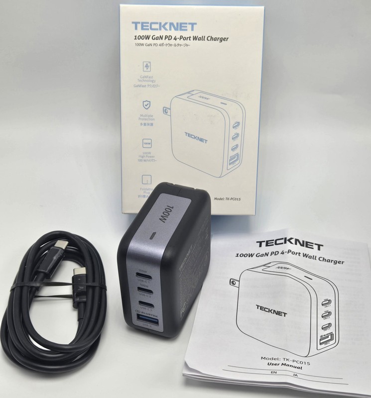 TECKNET 100W USB C Wall Charger, GaN Ⅲ Portable USB-C Fast Charger Block gallery