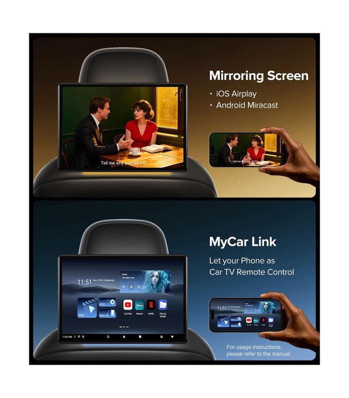 13.5" Android Car TV Headrest Monitor for Back Seat with 4G RAM+64G ROM, Wire... gallery