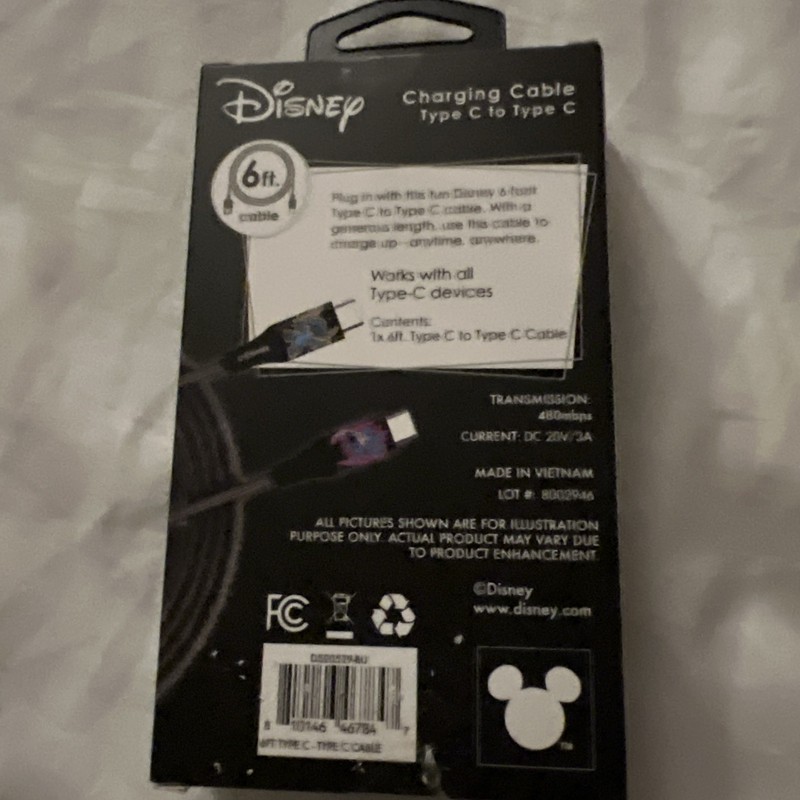 Disney STITCH Charging Cable Type C To C 6 FT Cable gallery