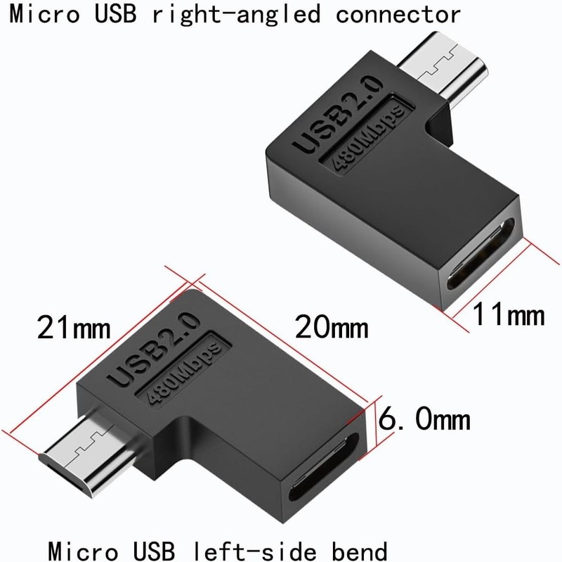 Compact 90-Degree USB-C to Micro USB Adapter - 3-Piece Set in Metallic Finish gallery