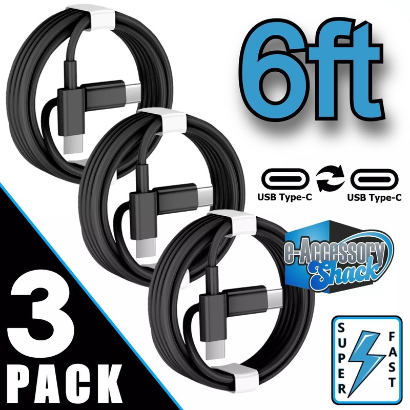 3 Pack 6FT USB-C Charger Cable Fast Charge For Samsung Galaxy S24 S23 S22 S21