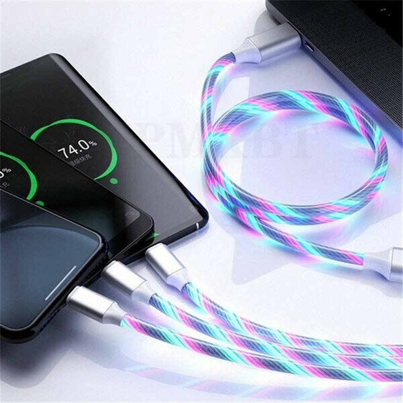 LED Light Up Flowing Glowing Fast Charging Cable Cord Charger Type-C IOS Phone gallery