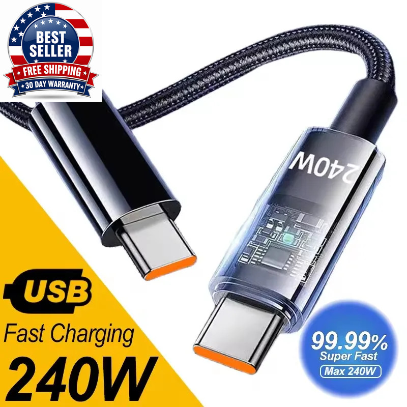 240W Dual Charging Line Type-C USB C to Type C Cable Fast Charging Nylon Braided gallery