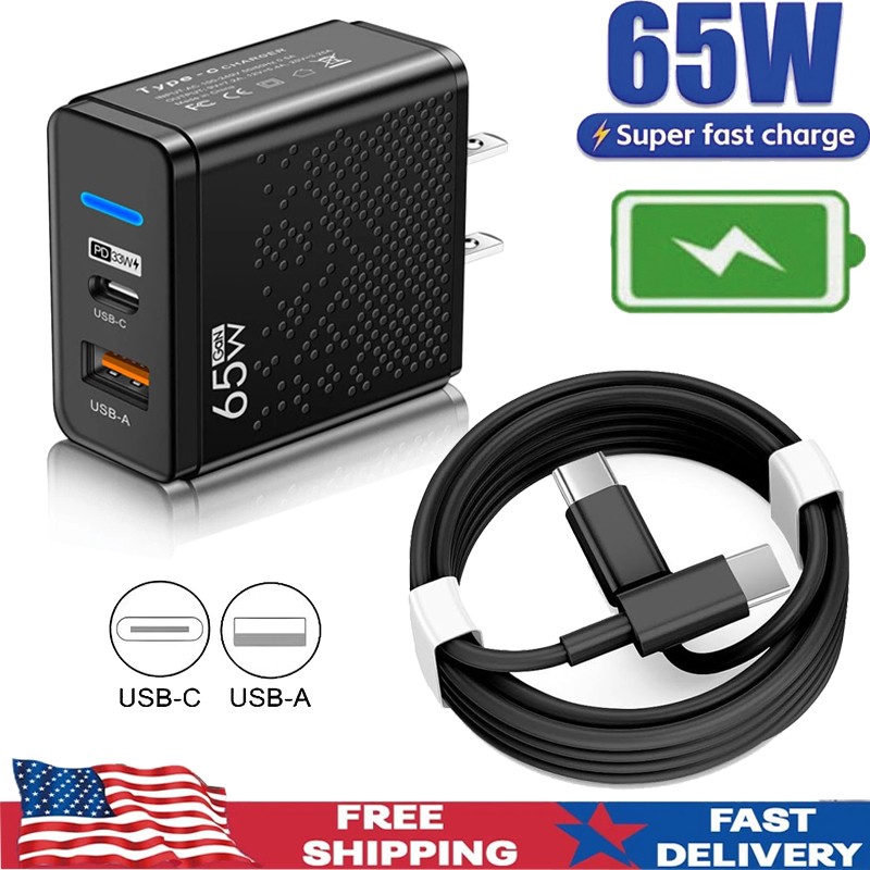 65W Fast Charging USB Type C Wall Charger For iPhone Samsung Google Motorola gallery