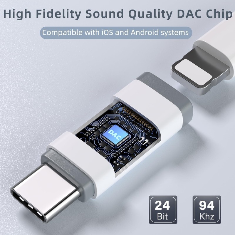 "2 Pack USB C to Light-ning Audio Adapter, Type C Male White " gallery