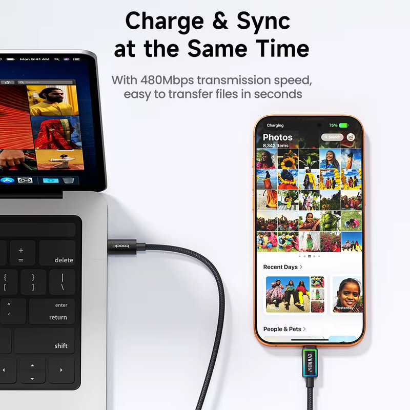 240W 5A USB C Cable PD3.1 QC4.0 RGB Lighting Fast Charging Cable Type C to Type gallery