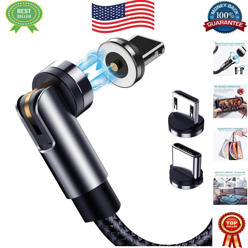Nylon-Braided Magnetic Charging Cables – 5-Pack, Multipurpose Lengths & Tips