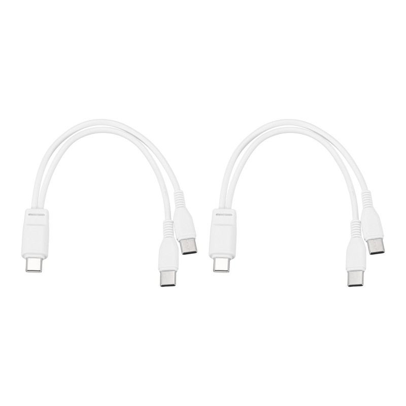 2Pcs White 8″ Multi USB Type C Male to 2 USB Type C 2 in 1 Splitter for Phone