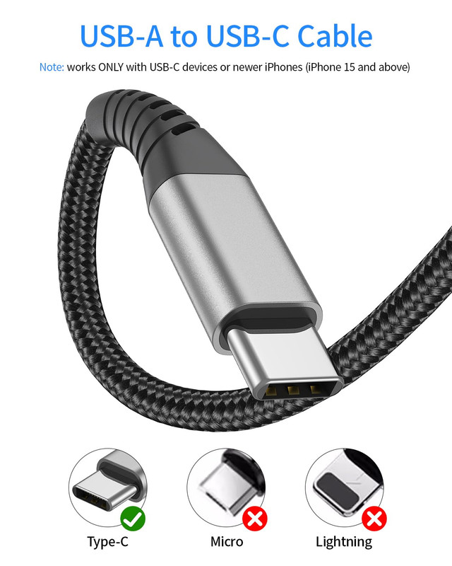 6 Inch Short USB C Cable Fast Charging 2 Pack, 0.5Ft USB a to USB C Cable Short gallery