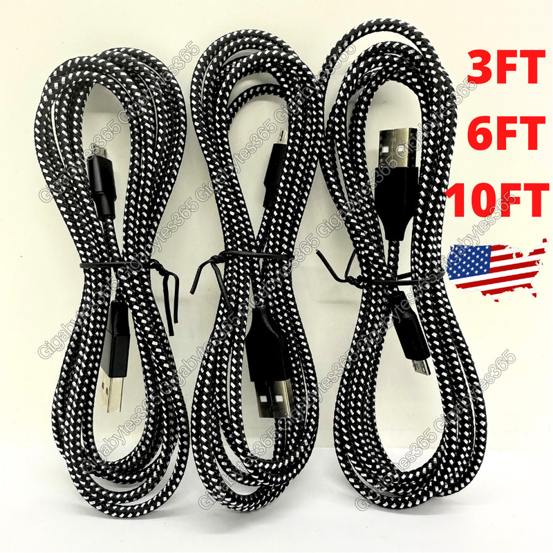 3/6/10FT Micro USB Fast Charging Cable Cord For Samsung LG Android Phone Charger