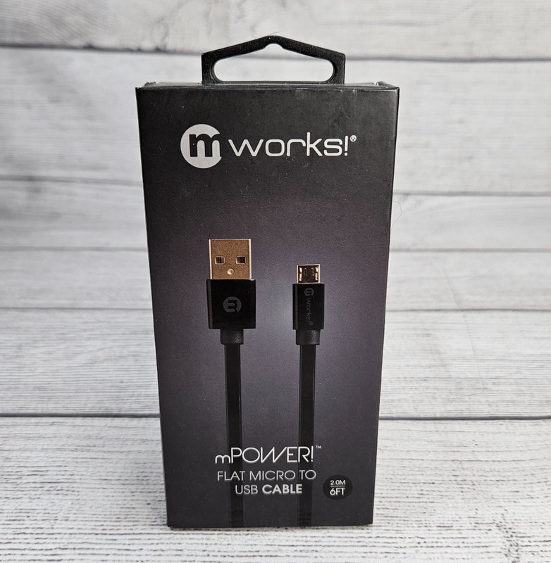mPower! Flat Micro USB to USB 6ft High Speed Data Sync/Charging Cable NEW