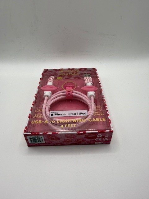 XO Poppy USB A Cable 4ft iPhone Charger Pink Lips Lot of 2 gallery